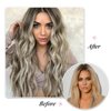 BHF 20 inch Wavy Clip in hair Extensions Full Head Synthetic Thick Hair Piece for Women 6pcs Double Weft Long Curly Hair Extensions（Light Blonde Mix Golden Blonde）