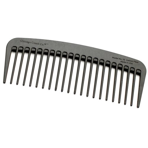 Chicago Comb Model 10 Carbon Fiber, Compact Wide-Tooth Comb, Made in USA, Anti-Static, 5 Inches (12.7 cm) Long, Graphite Black