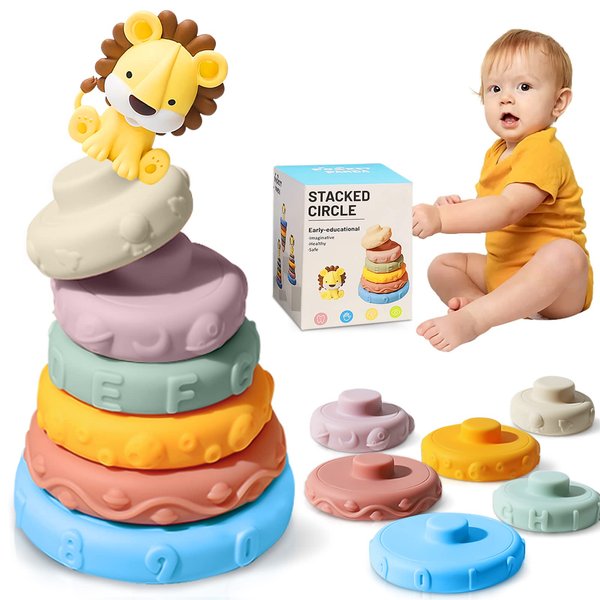 Baby Stacking Ring Toys for Infant 6-9-12 Months Old, Newborn Esssentials Montessori Sensory Teething Stacker, Boys &Girls Early Educational Learning Development Stackable Toy for Age 1 Year Gifts
