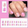 24Pcs Colorful Flower Press on Nails Short Square Fake Nails Spring Press on Nails Light Pink Acrylic Nails Full Cover Glossy False Nails for Women and Girls Stick on Nails Spring Summer Nail Art
