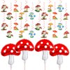 28 Pcs Mushroom Decorations Hanging Swirls Foil Balloons Mushroom Party Supplies Forest Plant Theme Balloon Wonderland Party Foil Swirls Wall Decor for Wedding Birthday Forest Plant Party