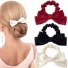 CustomyLife 3pcs Silk Bow Scrunchies Black Red White Bowknot Hair Ties Ropes Elastic Bands Ponytail Holder Wedding Bachelorette Party Accessories for Thick Thin Long Hair Women Teen Girls