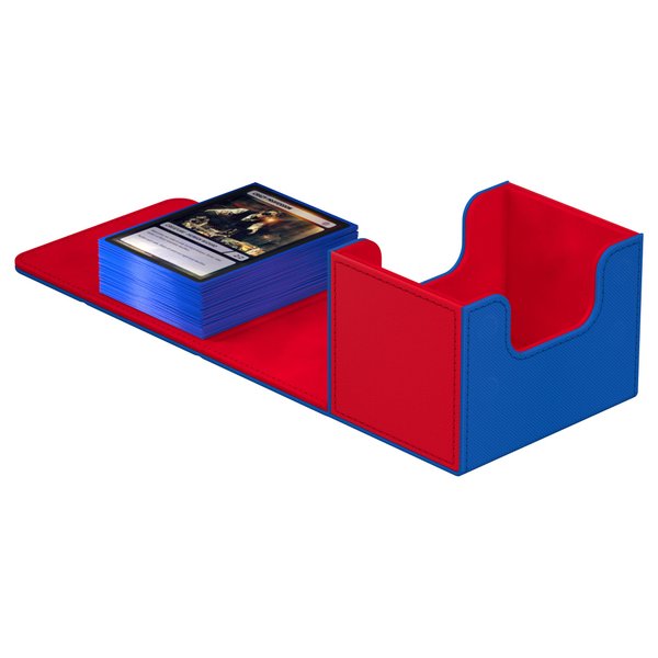 Ultimate Guard Sidewinder Synergy 100+, Deck Box for 100 Double-Sleeved TCG Cards, Blue/Red, Magnetic Closure & Microfiber Inner Lining