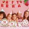 DELICAT 143 PCS Strawberry Party Decorations, Strawberry Birthday Supplies with Paper Plates Napkins Cups Disposable Tablecloth Sweet One Decor Tableware Set for Berry First Party Girl 20 Guests