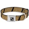 Dog Collar Seatbelt Buckle Leopard Brown Black Slash 9 to 15 Inches 1.0 Inch Wide