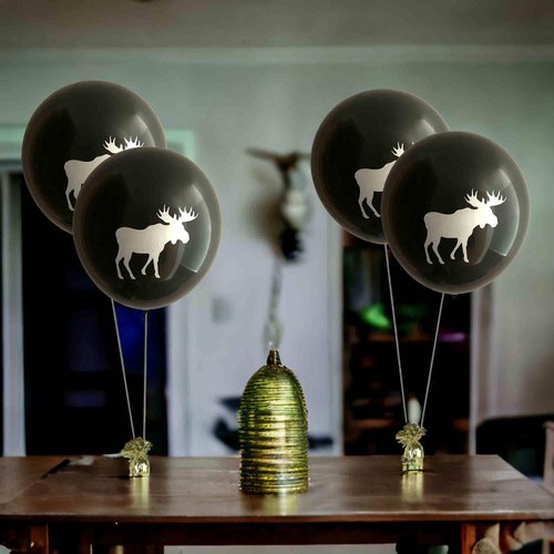 Moose Balloons 12ct, Latex Party Balloons Woodlands Theme Moose Birthday Party Standard Size 12"