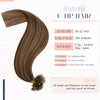 Hairro Pre Bonded U Tip Cold Fusion Hair Extension Human Hair Flat Tip Keratin Stick Straight Nail Tipped Pre-bonded Hair Extensions For Women 100 Strands 50g 16" #4P27 Medium Brown Mix Dark Blonde