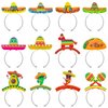 12 PCS Colorful Patterned Cardboard Sombrero Hats, Fiesta Headbands for Mexican Theme Celebration Party Favors