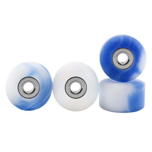 Teak Tuning Apex 61D Urethane Fingerboard Wheels - New Street Shape, 7.7mm Diameter - Ultra Spin Bearings - Made in The USA - "Ocean Swirl" Colorway