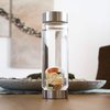 VitaJuwel ViA HAPPINESS | Crystal Water Bottle (glass, 16.9 fl.oz.) with Jade, Orange Calcite, Carnelian & Clear Quartz for Optimism, Good Luck, Motivation