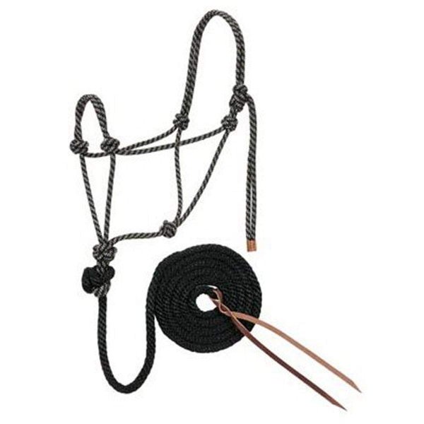 Weaver Leather Diamond Braid Rope Halter and Lead, Black/Tan/White, 1/2" x 10', one_size