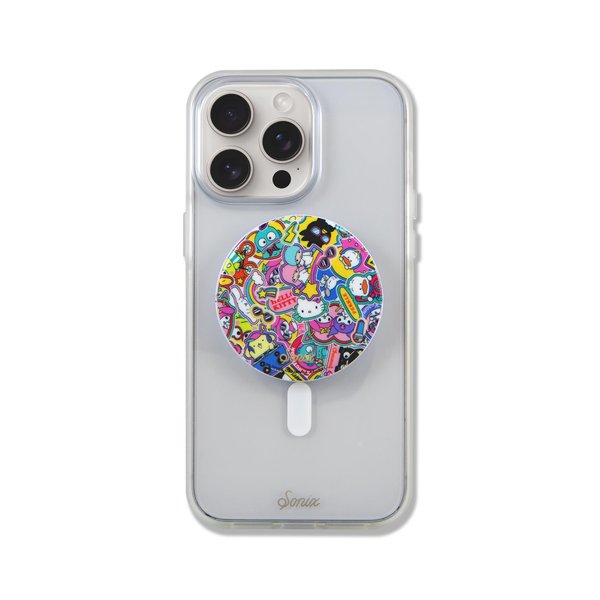 Sonix MagLink Snap Grip | Magnetic Phone Grip Holder and Collapsible Kickstand | Compatible with MagSafe | Hello Kitty and Friends Stickers