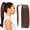 18" Straight Wrap Around Ponytail Human Hair Extensions for Women 100gram Chocolate Brown #4