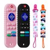 2 Pack Soft Silicone Teething Toys for Babys, TV Remote Control Shape Infant Sensory Toy for 6-12 Months, Boys Girls Baby Molar Teether Chew Toys Set Gifts
