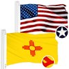 G128 Combo Pack: American USA Flag 2.5x4 Ft & New Mexico NM State Flag 2.5x4 Ft | Both ToughWeave Series Embroidered Polyester, Embroidered Design, Indoor/Outdoor, Brass Grommets