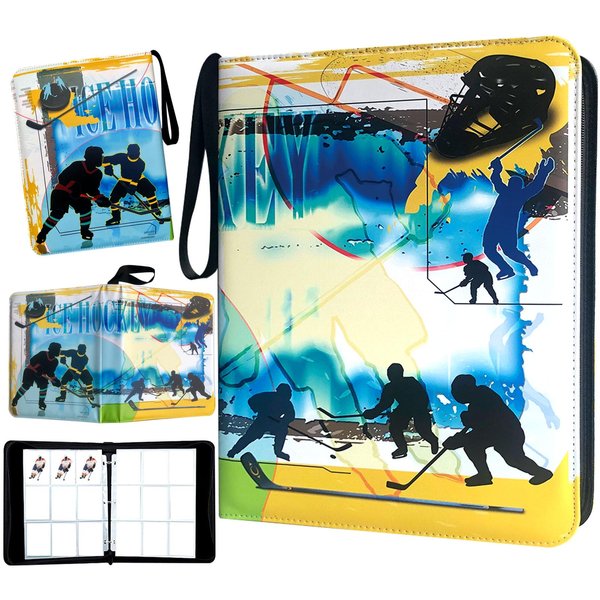 Hockey Card Binder 900 Pockets, Trading Card Binder Holder with 50 Removable Sleeves Fits 900 Sport Cards, Hockey Card Gifts Collector Album with Zipper Storage Display Case