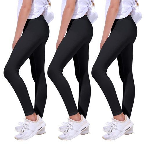 Quedoris Girls 3-Pack Pure Color Leggings Black 3 Pack 150Y