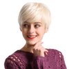 EMMOR Short Platinum Blonde Blend Human Hair Wigs for Women Pixie Cut Wig With Bang,Natural Daily Use Hair (Color 600#)