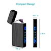 ULMCULM Electric Lighter, USB Rechargeable Lighter, Plasma Dual Arc Lighter, Windproof Flameless Lighter, Pocket Metal Lighter with LED Battery Indication for Candles, Incense, Camping (220mAh, Black)
