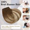 RECOOL Wire Hair Extensions Real Human Hair Balayage Chocolate Brown to Light Brown and Bleach Blonde Remy Invisible Wire Hair Extension Straight Clip in Hair Extensions 20 Inches