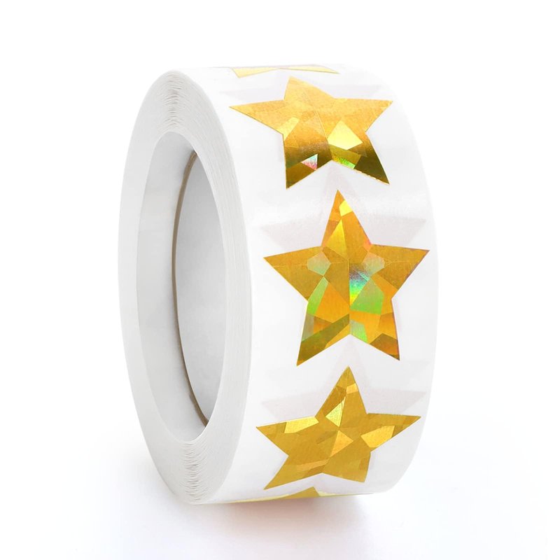 500 PCS Holographic Gold Star Stickers, 1 inch Self Adhesive Metallic ...