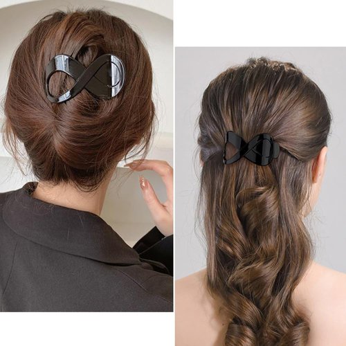 Ahoney 3.3" Flat Hair Clips for Women, 4Pcs Hair Lay Down Claw Clips for Thick/Thin Arcylic Hair Banana Clip French Hair Pin Hair Barrettes for Styling Hair Accessories for Women