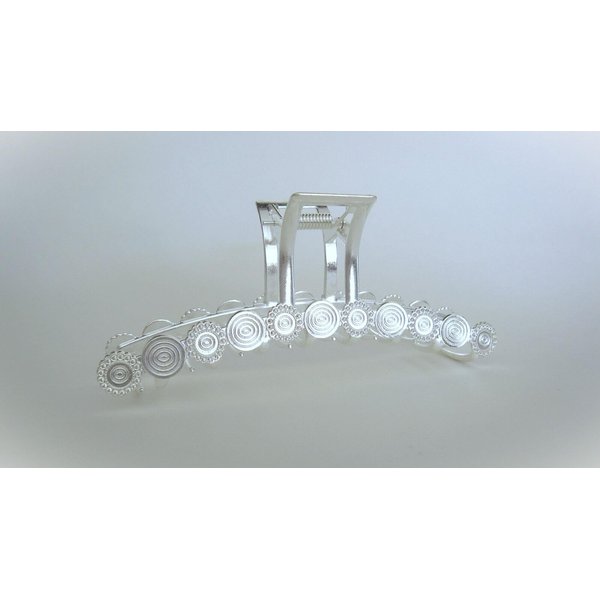 Generic Long silver metal circles hair claw clip for medium thick hair