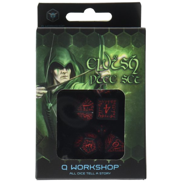 Elvish Dice Set, Black/Red