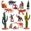 Fantarea Simulation Ancient Biological Model Figures Playsets 14 PCS Prehistoric Animals Primitive Humans Cavemen Living and Hunting Scene Toys for Boys Girls Kids