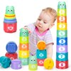 Ynanimery Stacking Cups Toys for Toddlers 1-3, Baby Toys Stacking Cups & Soft Blocks Teething Toys for Babies 6-12 Months Montessori Educational or Bath Fun, Stacking Cups