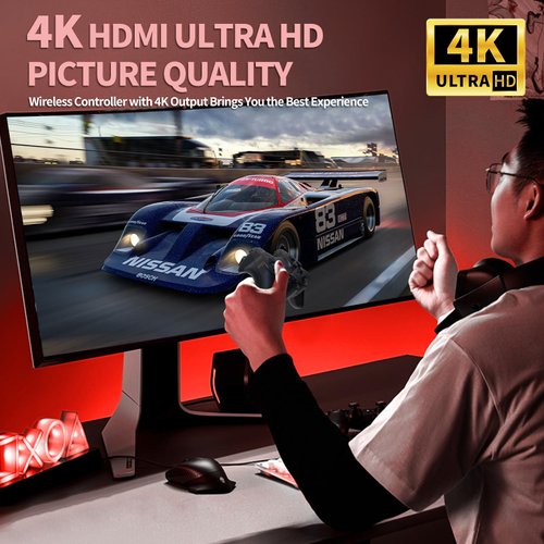 Wireless Retro Game Console, Video Game Console with Built-in 9 Emulators, 20,000+ Games, 4k Hdmi Output, and 2.4GHz Wireless Controller, Nostalgia Gaming Stick，Plug & Play TV Video Games(64G)