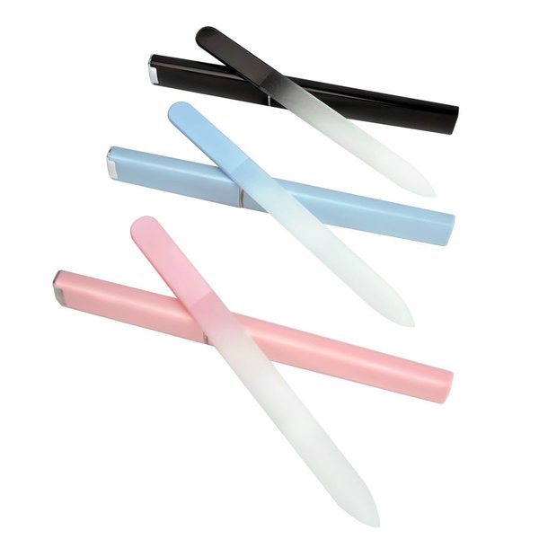 Longluosi 3 Pack Glass Nail Files with Case, Ultra Quality Professional Fingernail Files, Double Sided Etched Premium Nail Filer for Natural Nails, Pedicure Nails, Artificial Nails, Fake Nails