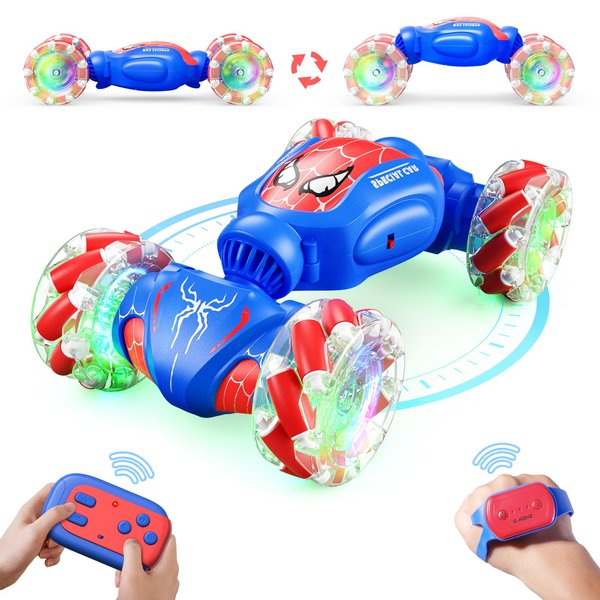 Spider Remote Control Car for Boys, 2.4GHz 4WD Gesture Sensing Rc Stunt Car with Lights Music - Birthday Gifts for Boys Girls,360°Rotate Transform Drift Rc Cars for Boys Age 6-12