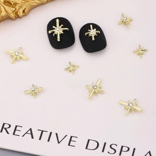 20Pcs Star Nails Charms 3D Alloy Cross Stars Rhinestone Nail Art Supplies for Acrylic Nails Simple Design Cute Star Crystal Nail Gems and Charms Nail Jewelry for Women DIY Nail Decoration Accessories