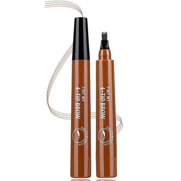 Eyebrow Pen, Microblading Eyebrows, 4 Points Eyebrow Pencil, Creates Lasting MakeUp Professional Natural Looking Eyebrows, Cover Sparse Areas, Daily Waterproof Eyebrow Pen (01#Light Brown)
