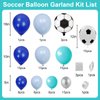 Soccer Balloon Arch Garland Kit, Royal Blue White Teal Blue Balloons Decorations with Soccer Foil Balloons for Men Women Teen Kids Soccer Football Theme Birthday Party Decor Supplies