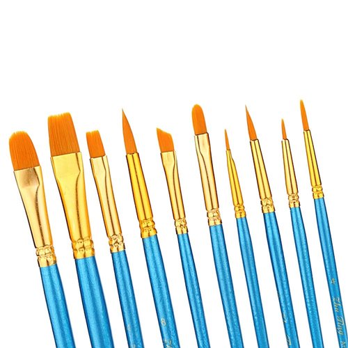 Pixiss Paint Brush Cleaner and Restorer, 4 Ounce Bottle - Acrylic Paint Brush 10 Piece Set, Nylon Hair Brushes for All Purpose Oil Watercolor Painting Artist Professional Kits