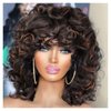 Lotfon Short Curly Wigs for Black Women Synthetic Hair Heat Resistant Fluffy Natura Wigs for African American Women (Brown)