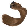 UGOTRAYS 18 Inch Chestnut Brown Clip-In Human Hair Extensions