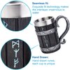 Nordic Viking Rune Mug Tankard Stainless Steel Wooden Resin 3D Norse Decor Coffee Cool Gothic Beer Tankard Stein Cup Mugs 20oz