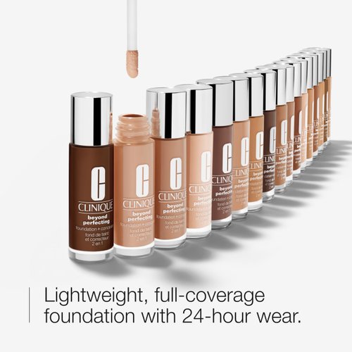 Clinique Beyond Perfecting Liquid Lightweight Full Coverage Foundation + Concealer For Dry Combination to Oily Skin Types, Cream Caramel