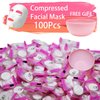100 pcs Compressed Facial Mask Sheet Beauty DIY Disposable Mask Paper Natural Cotton Skin Care Wrapped Masks Normal Thick，Get a Small Mask Bowl Free