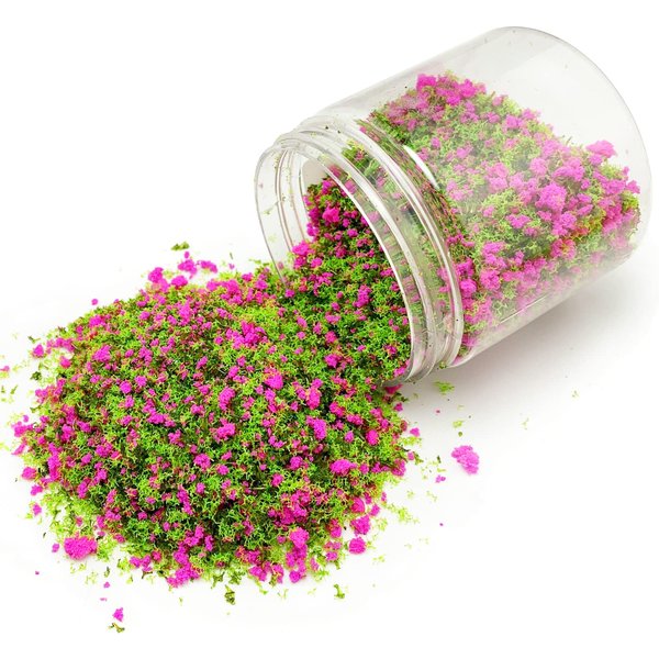 PrettyLife Miniature Flower Grass Cluster Tufts Material Colorful for DIY Mini Dollhouse Fairy Garden Tree Railway Simulated Static Scenery Micro Landscape Model (Rose)