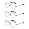 EYE ZOOM 3 Pack Metal Frame Round Reading Glasses with Spring Hinge (Silver, 1.75 Strength)