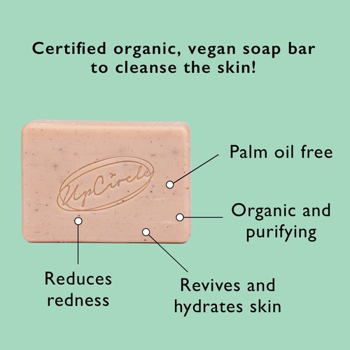 UPCIRCLE Cinnamon + Ginger Chai Soap Bar 3.5oz - Organic Vegan Cleanser For Face And Body - French Pink Clay + Glycerin Reducing Redness + Irritation - Natural, Cruelty-Free + Palm Oil Free
