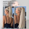 VAVANGA 28inch Long Ponytail Extension with Hair Tie, Ombre Red Yaki Straight Ponytail Thick Braiding Hair Ponytail Natural Fake Pony Tails Hairpiece for Women (#1BT39)