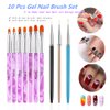 10 Pcs Gel Nail Brush Set, 7 Pcs UV Gel Nail Painting Brushes with 3 Pcs Nail Art Liner Brushes, Nail Art Brush Nail Painting Brush Pen Set for Acrylic Application