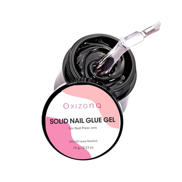 Oxizona Solid Nail Glue Gel for Press On Nails Acrylic Nail Tips, Fake Nails, Hard Gel Glue for False Nails DIY at Home 15ML UV-Cured