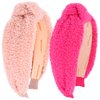 BEGOOD Headbands for Women Fluffy Womens Knotted Wide Headbands Pink Headbands Fashion Hairbands for Women's Hair Designer Winter Turban Hair Accessories for Girls 2Pcs