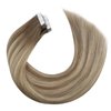 Moresoo Tape in Blonde Hair Extensions Real Human Hair Invisible Tape in Extensions Ombre Ash Brown to Blonde Mix with Light Blonde Balayage Hair Extensions Glue in Human Hair 12inch #8/22/8 20pcs 30g